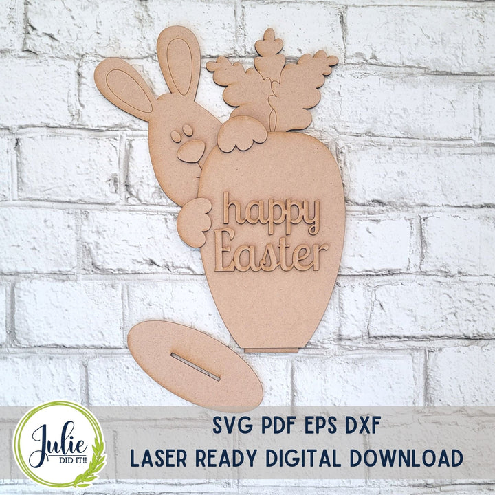Julie Did It Studios "You Be the Maker" Box Kit - Happy Easter (Bunny and Carrot) Shelf Sitter- A February 2023 Design Studio Membership Exclusive File