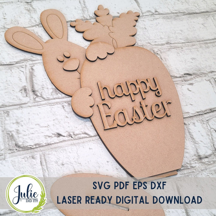 Julie Did It Studios "You Be the Maker" Box Kit - Happy Easter (Bunny and Carrot) Shelf Sitter- A February 2023 Design Studio Membership Exclusive File