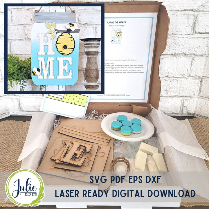 Julie Did It Studios "You Be the Maker" Box Kit - Home Beehive Sign - A March 2023 Design Studio Membership Exclusive File