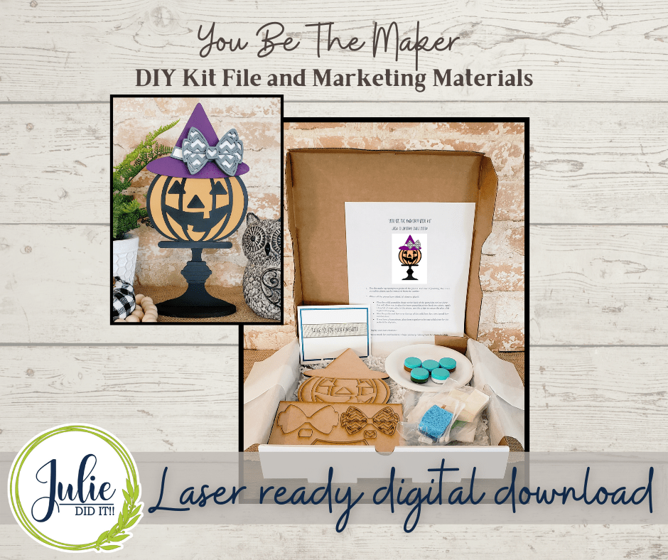 Julie Did It Studios "You Be the Maker" Box Kit - Jack-O-Lantern Shelf Sitter- A September 2021 SVG Subscription Lounge Exclusive File