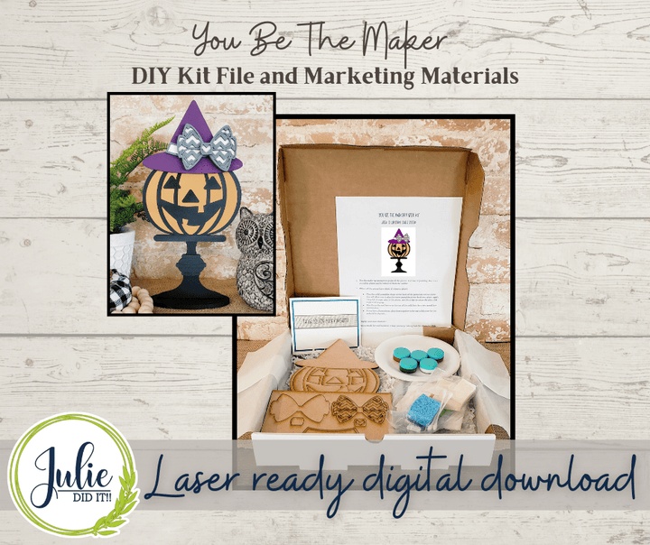 Julie Did It Studios "You Be the Maker" Box Kit - Jack-O-Lantern Shelf Sitter- A September 2021 SVG Subscription Lounge Exclusive File