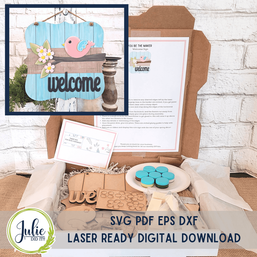 Julie Did It Studios "You Be the Maker" Box Kit - Welcome Sign - A January 2023 Design Studio Membership Exclusive File