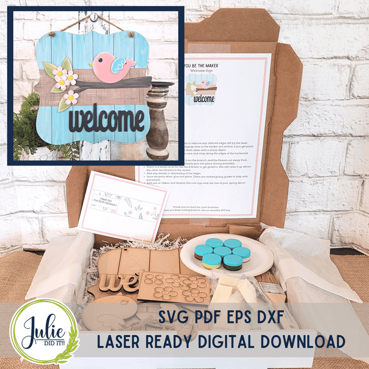 Julie Did It Studios "You Be the Maker" Box Kit - Welcome Sign - A January 2023 Design Studio Membership Exclusive File